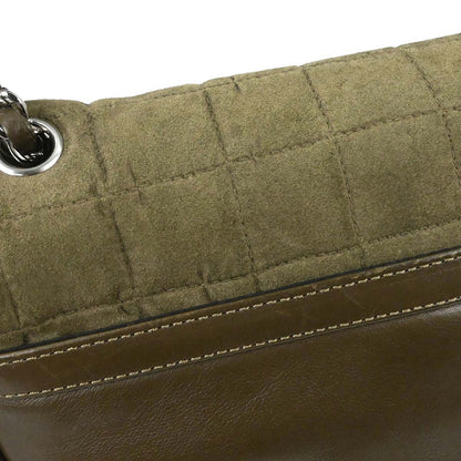 Chanel 2008-2009 Khaki Suede Sport Line Choco Bar Shoulder Bag