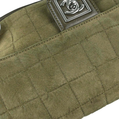Chanel 2008-2009 Khaki Suede Sport Line Choco Bar Shoulder Bag