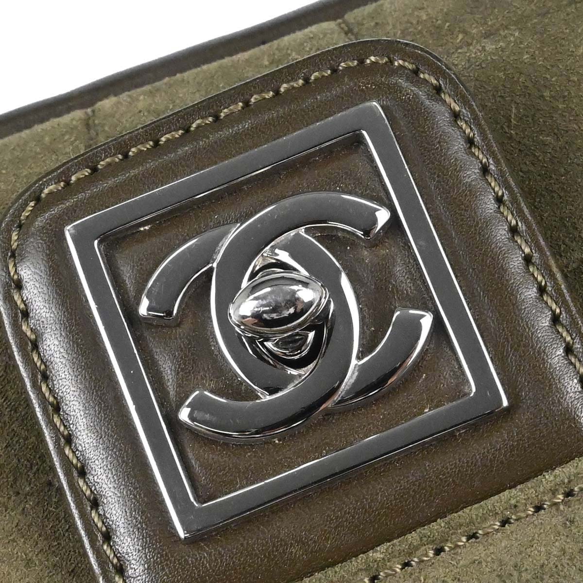 Chanel 2008-2009 Khaki Suede Sport Line Choco Bar Shoulder Bag
