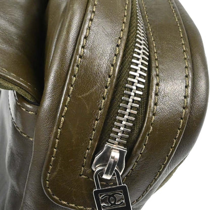 Chanel 2008-2009 Khaki Suede Sport Line Choco Bar Shoulder Bag