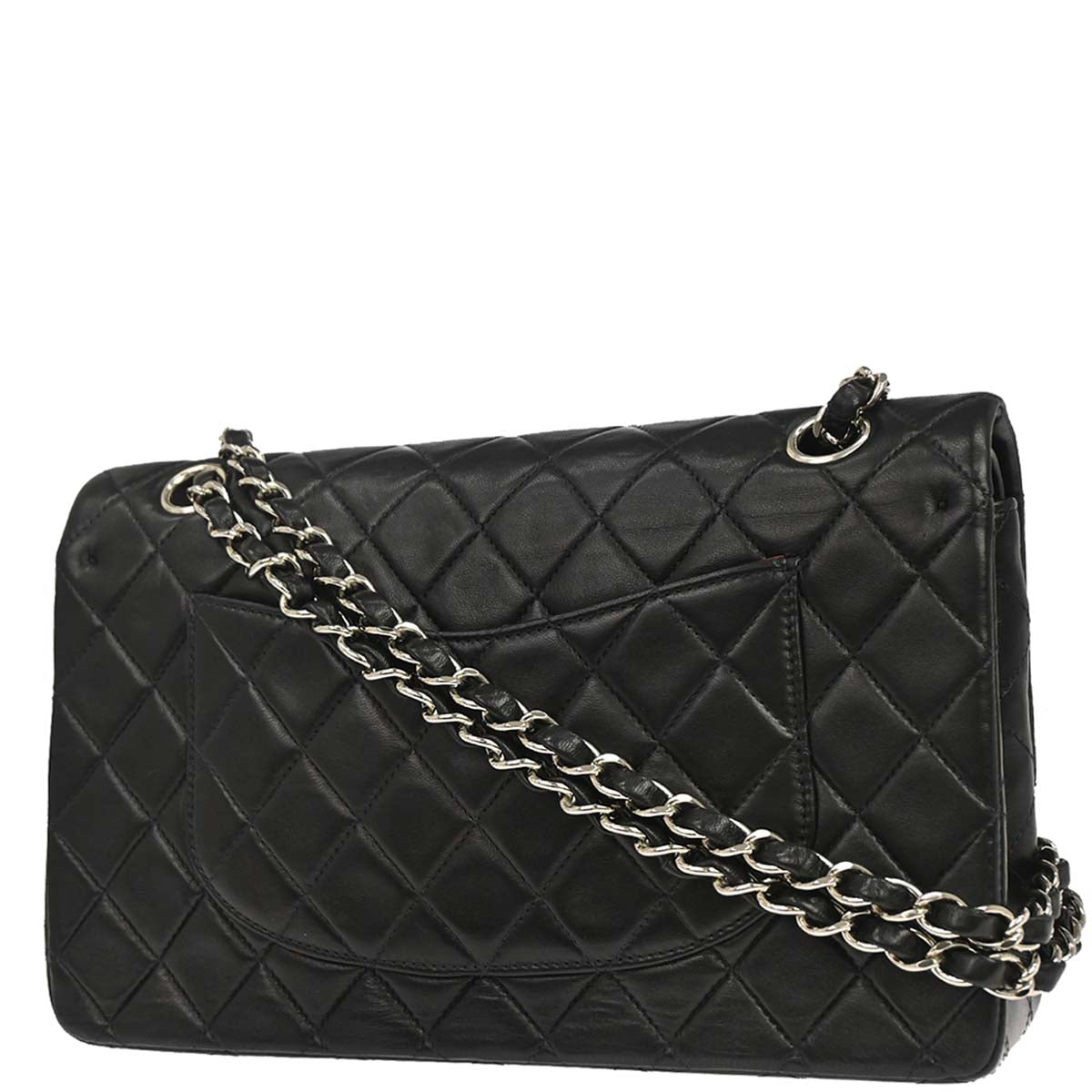 Chanel 2000-2002 Black Lambskin Medium Classic Double Flap Shoulder Bag