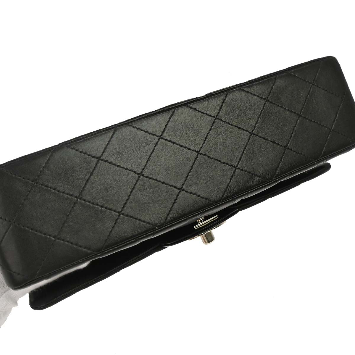Chanel 2000-2002 Black Lambskin Medium Classic Double Flap Shoulder Bag