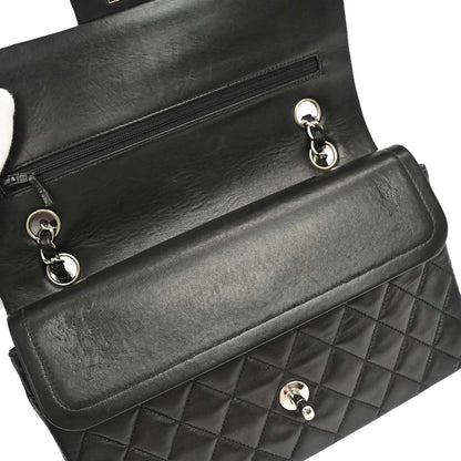 Chanel 2000-2002 Black Lambskin Medium Classic Double Flap Shoulder Bag