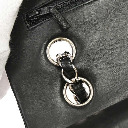 Chanel 2000-2002 Black Lambskin Medium Classic Double Flap Shoulder Bag