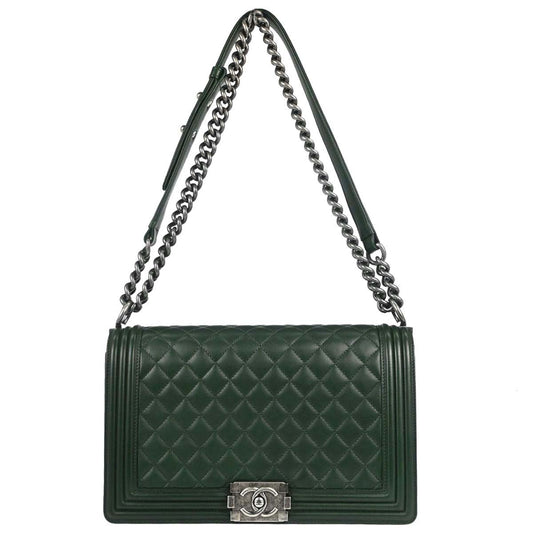 Boy Chanel 2014-2015 Green Lambskin Medium Shoulder Bag
