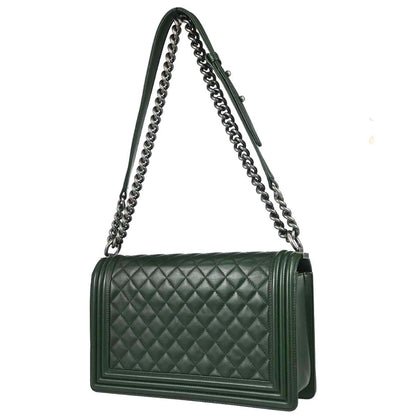 Boy Chanel 2014-2015 Green Lambskin Medium Shoulder Bag