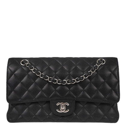 Chanel Black Caviar Skin Medium Classic Double Flap Shoulder Bag