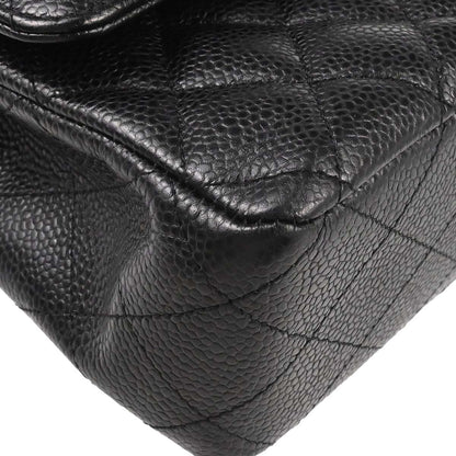 Chanel Black Caviar Skin Medium Classic Double Flap Shoulder Bag