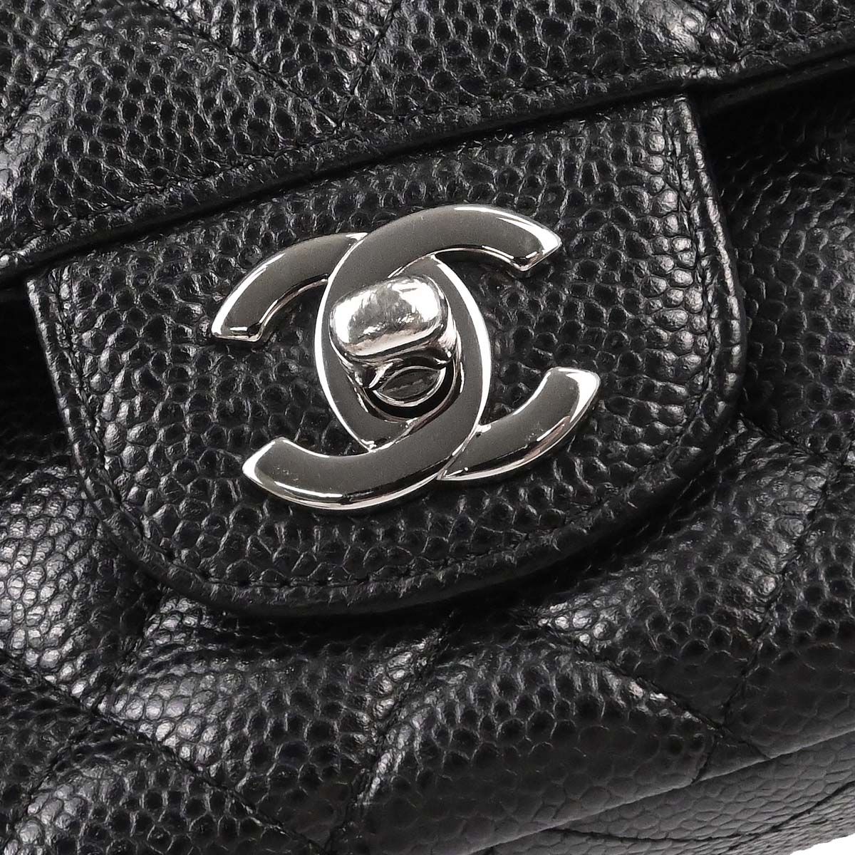 Chanel Black Caviar Skin Medium Classic Double Flap Shoulder Bag