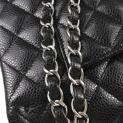 Chanel Black Caviar Skin Medium Classic Double Flap Shoulder Bag