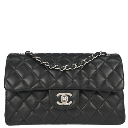 Chanel 1997-1999 Black Lambskin Small Classic Double Flap Shoulder Bag