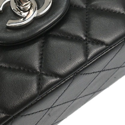 Chanel 1997-1999 Black Lambskin Small Classic Double Flap Shoulder Bag