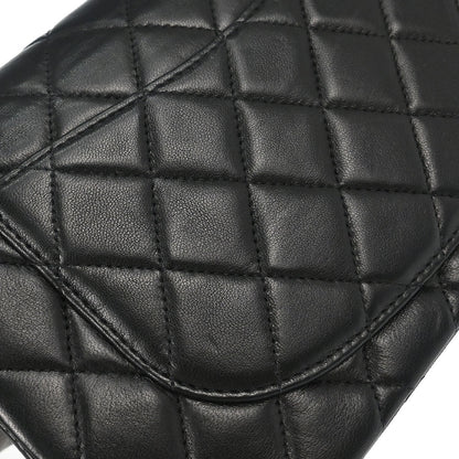 Chanel 1997-1999 Black Lambskin Small Classic Double Flap Shoulder Bag