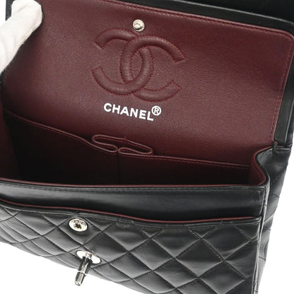 Chanel 1997-1999 Black Lambskin Small Classic Double Flap Shoulder Bag
