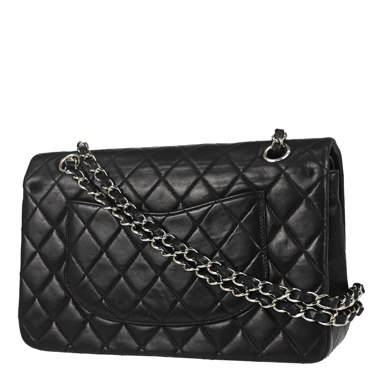 Chanel 2000-2002 Black Lambskin Medium Classic Double Flap Shoulder Bag