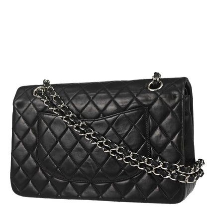 Chanel 2000-2002 Black Lambskin Medium Classic Double Flap Shoulder Bag