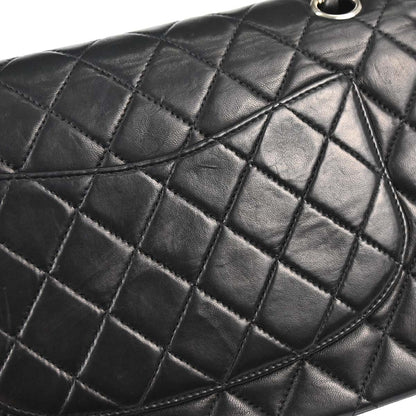 Chanel 2000-2002 Black Lambskin Medium Classic Double Flap Shoulder Bag