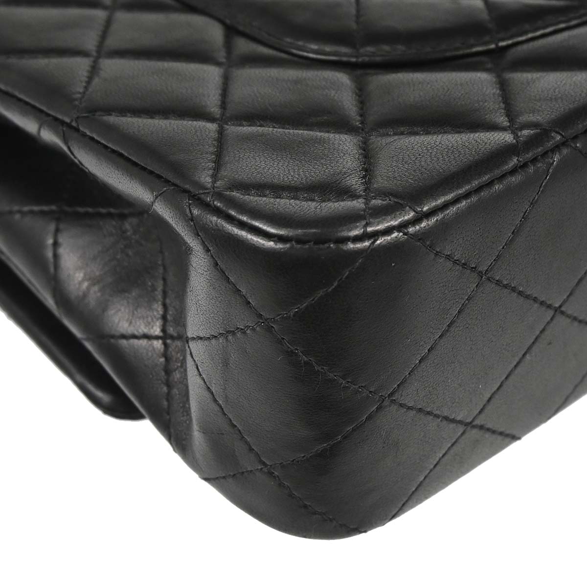 Chanel 2000-2002 Black Lambskin Medium Classic Double Flap Shoulder Bag