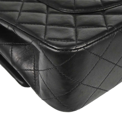 Chanel 2000-2002 Black Lambskin Medium Classic Double Flap Shoulder Bag