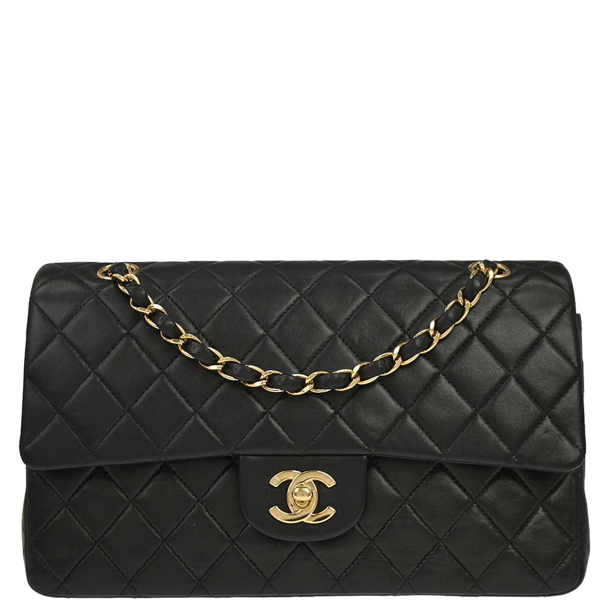 Chanel Black Lambskin Medium Classic Double Flap Shoulder Bag