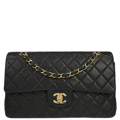 Chanel Black Lambskin Medium Classic Double Flap Shoulder Bag