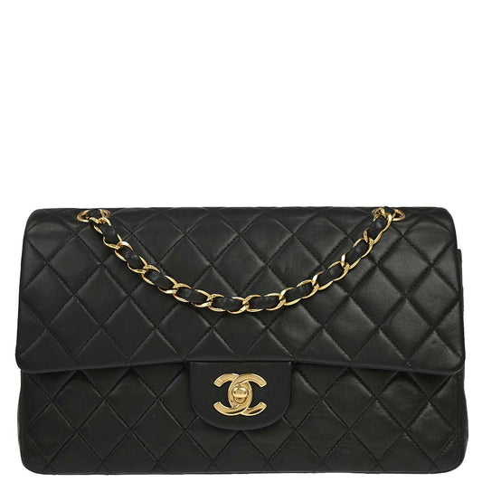 Chanel Black Lambskin Medium Classic Double Flap Shoulder Bag