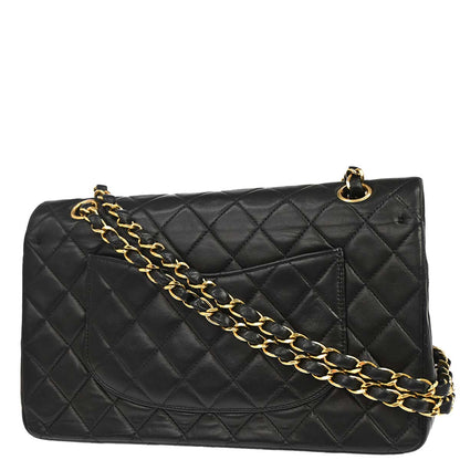 Chanel Black Lambskin Medium Classic Double Flap Shoulder Bag