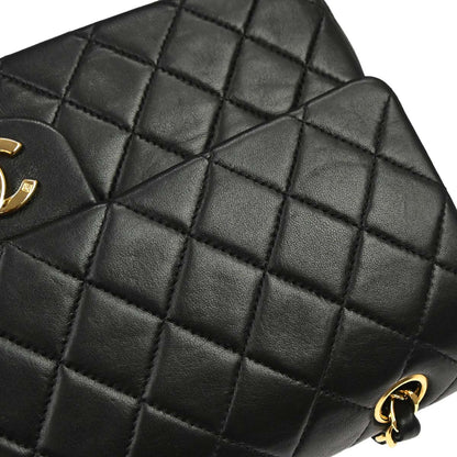 Chanel Black Lambskin Medium Classic Double Flap Shoulder Bag