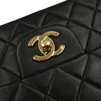 Chanel Black Lambskin Medium Classic Double Flap Shoulder Bag