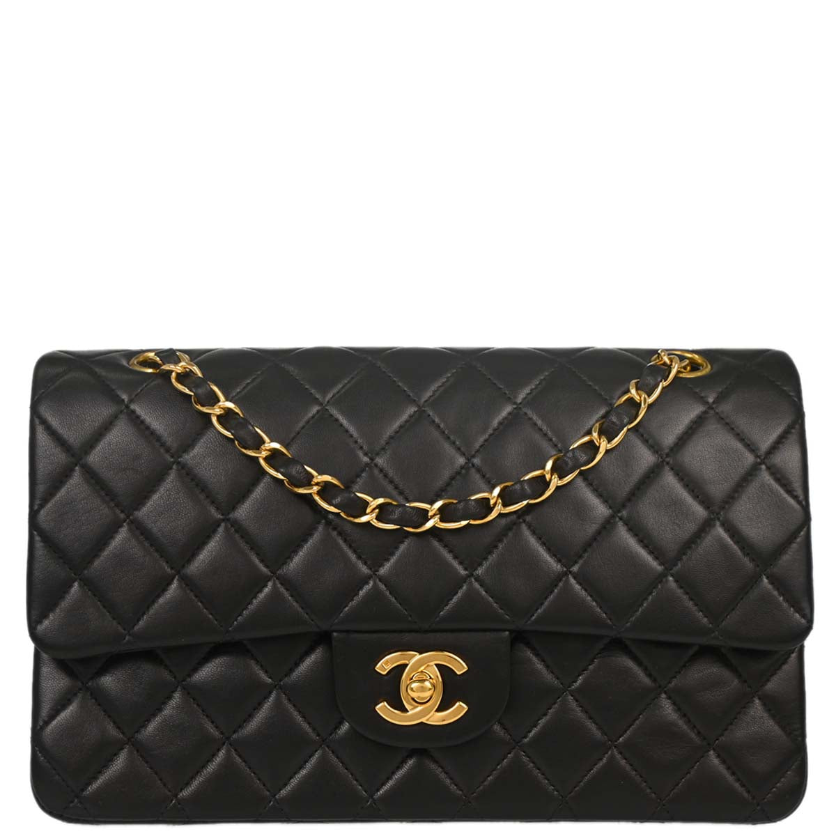 Chanel Black Lambskin Medium Classic Double Flap Shoulder Bag