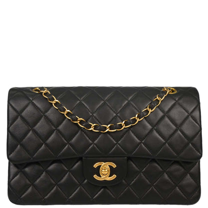 Chanel Black Lambskin Medium Classic Double Flap Shoulder Bag