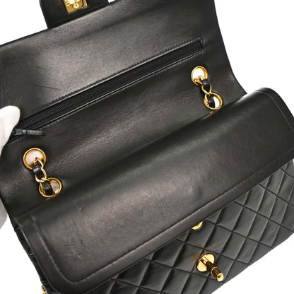 Chanel Black Lambskin Medium Classic Double Flap Shoulder Bag