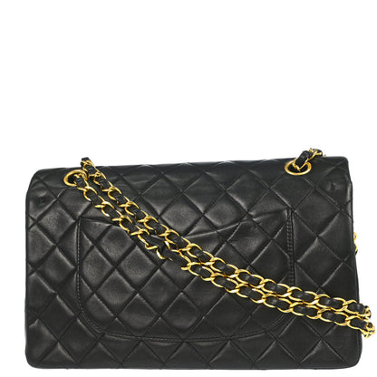 Chanel 1991-1994 Black Lambskin Medium Classic Double Flap Shoulder Bag