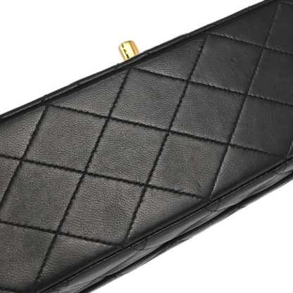 Chanel 1991-1994 Black Lambskin Medium Classic Double Flap Shoulder Bag