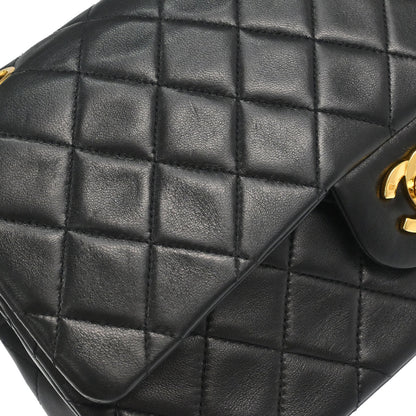 Chanel 1991-1994 Black Lambskin Medium Classic Double Flap Shoulder Bag