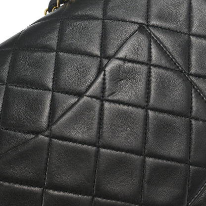 Chanel 1991-1994 Black Lambskin Medium Classic Double Flap Shoulder Bag
