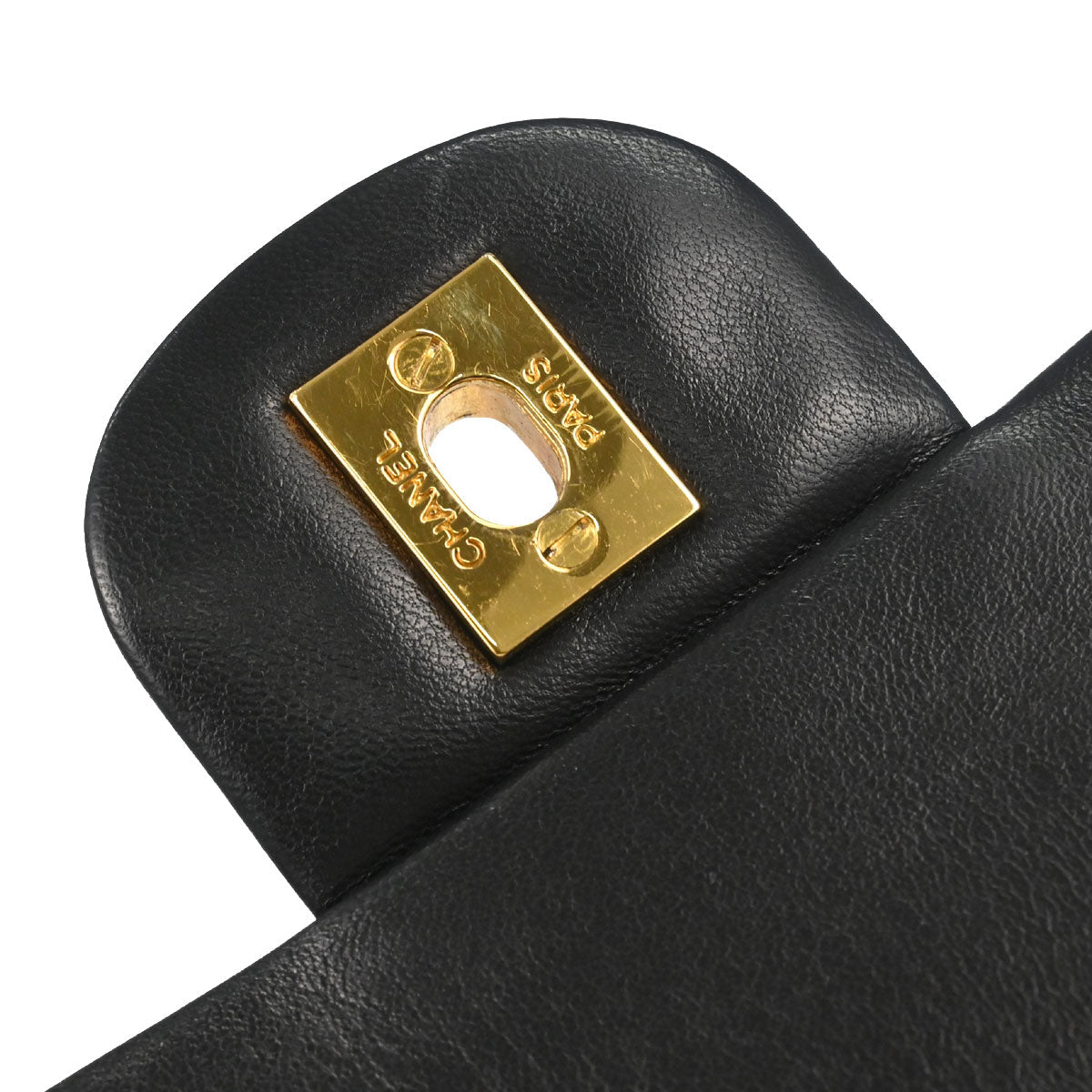 Chanel 1991-1994 Black Lambskin Medium Classic Double Flap Shoulder Bag