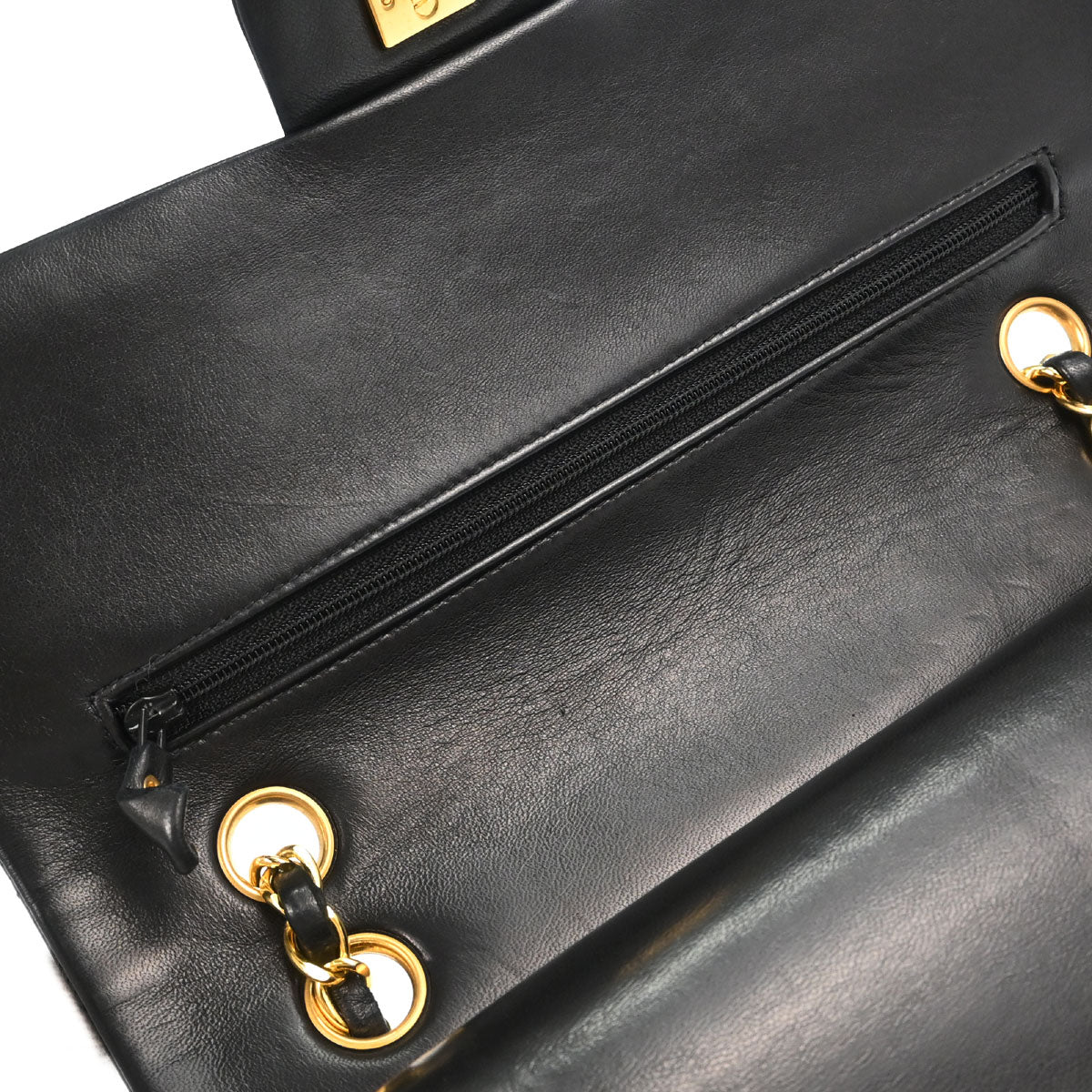 Chanel 1991-1994 Black Lambskin Medium Classic Double Flap Shoulder Bag
