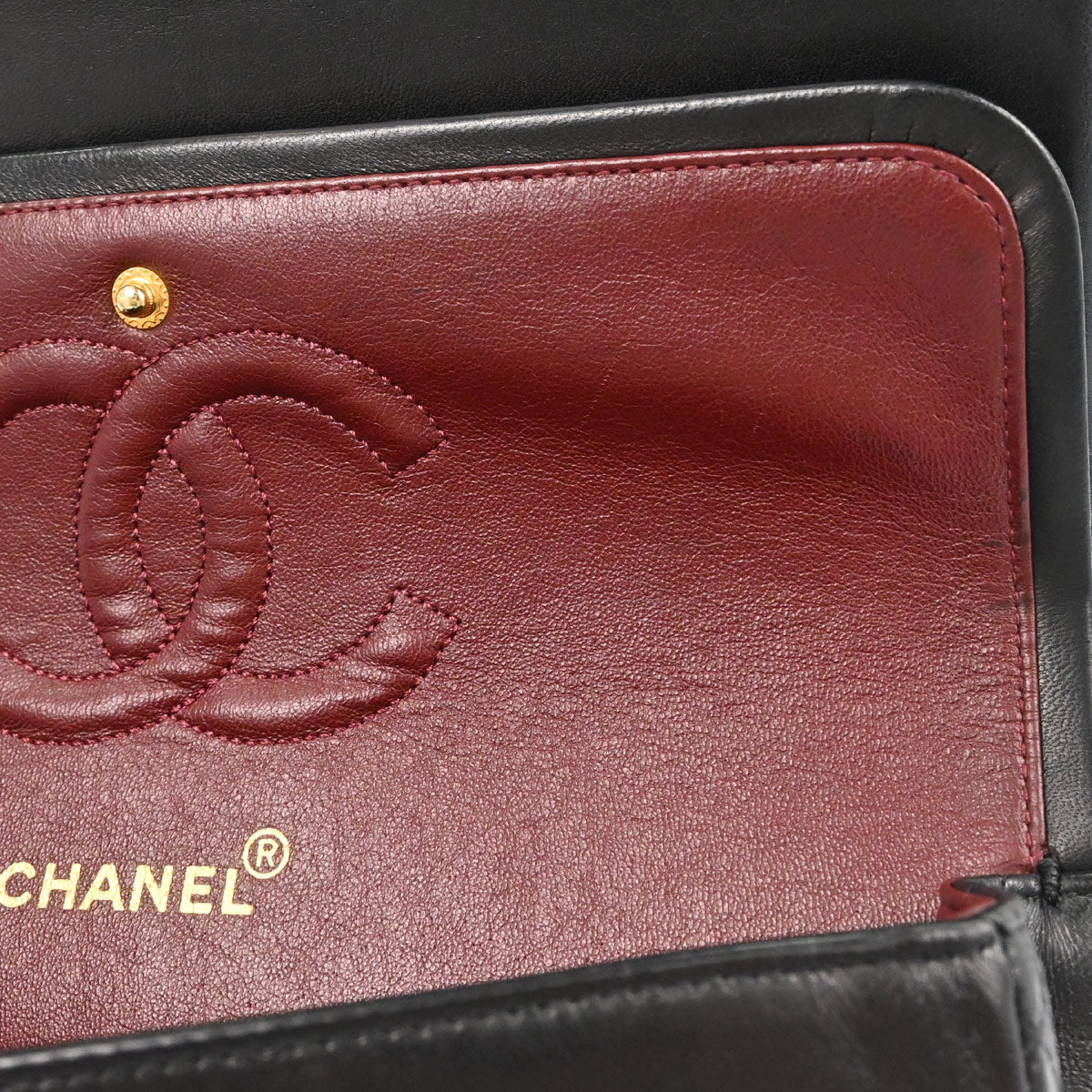 Chanel 1991-1994 Black Lambskin Medium Classic Double Flap Shoulder Bag