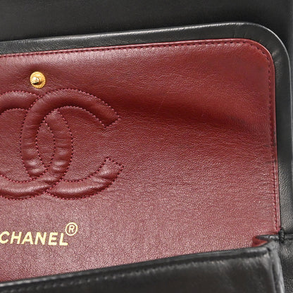 Chanel 1991-1994 Black Lambskin Medium Classic Double Flap Shoulder Bag