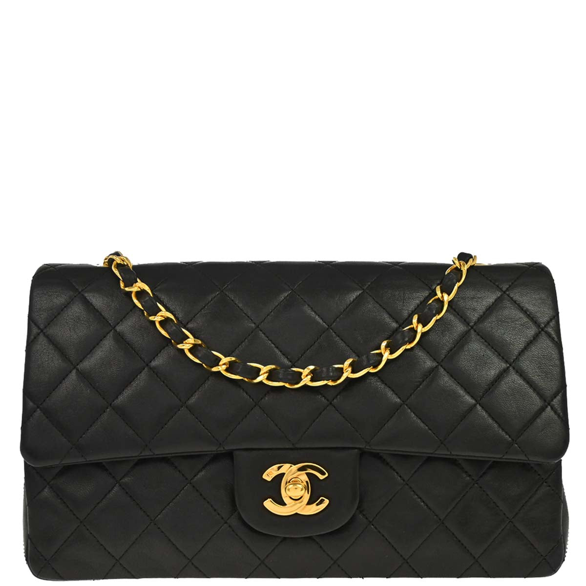 Chanel Black Lambskin Medium Classic Double Flap Shoulder Bag