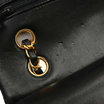 Chanel Black Lambskin Medium Classic Double Flap Shoulder Bag