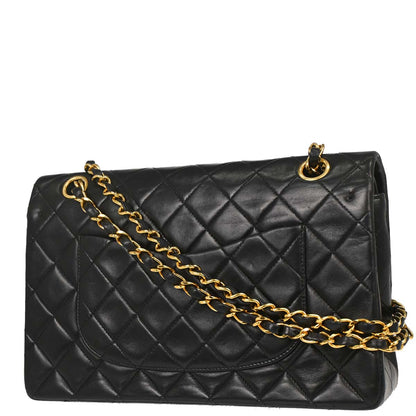 Chanel 1994-1996 Black Lambskin Medium Classic Double Flap Shoulder Bag