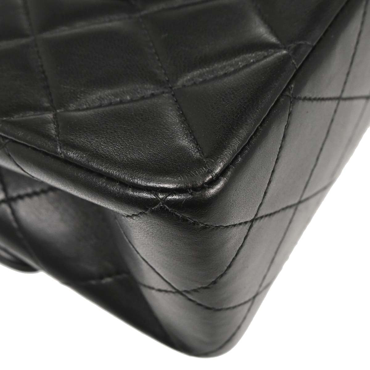 Chanel 1994-1996 Black Lambskin Medium Classic Double Flap Shoulder Bag