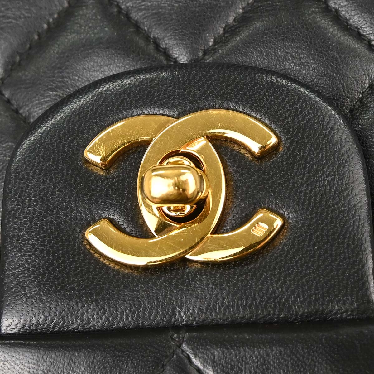 Chanel 1994-1996 Black Lambskin Medium Classic Double Flap Shoulder Bag