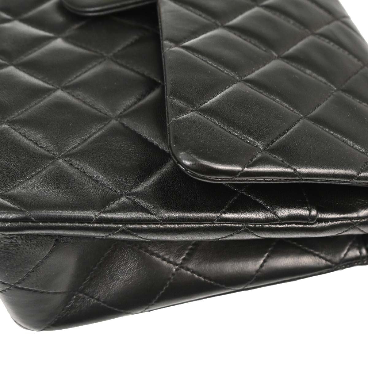 Chanel 1994-1996 Black Lambskin Medium Classic Double Flap Shoulder Bag