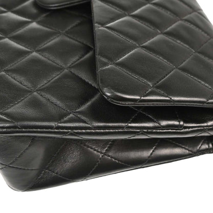 Chanel 1994-1996 Black Lambskin Medium Classic Double Flap Shoulder Bag