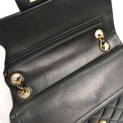 Chanel 1994-1996 Black Lambskin Medium Classic Double Flap Shoulder Bag