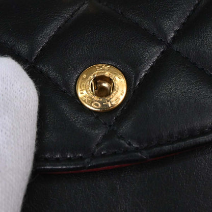 Chanel 1994-1996 Black Lambskin Medium Classic Double Flap Shoulder Bag