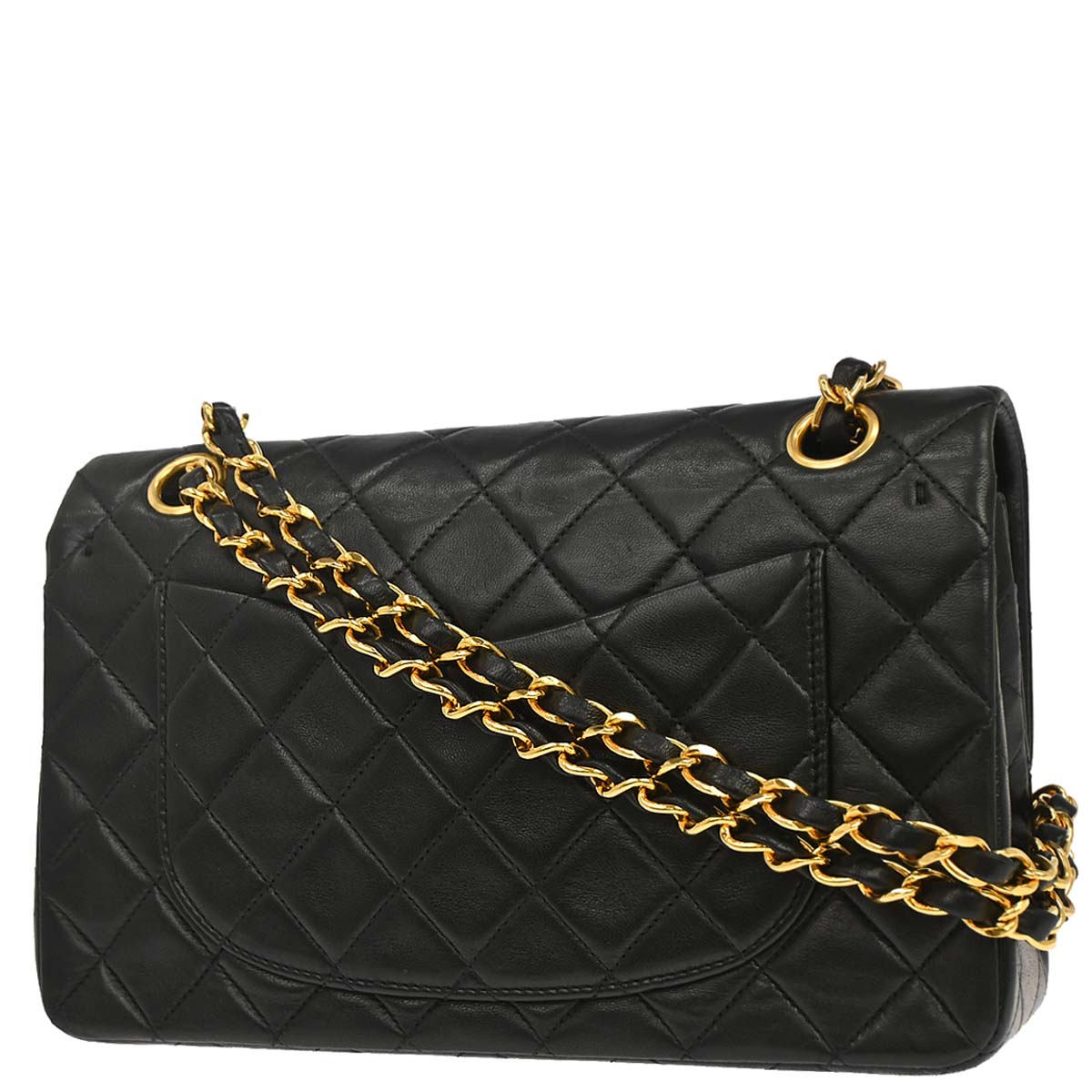 Chanel 1996-1997 Black Lambskin Small Classic Double Flap Shoulder Bag